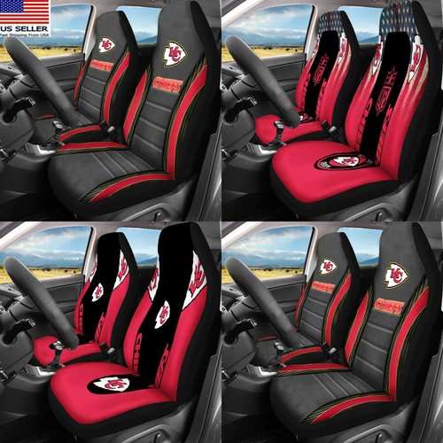 USA Kansas City Chiefs Front Car Seat Covers 2PCS Universal Auto Seat