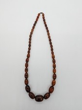 Genuine Vintage Baltic Congac Amber Oval Beaded Necklace 63 grams
