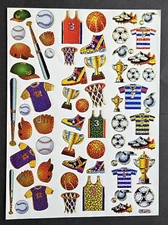 Vintage Prismatic Glitter Gold Stickers SPORTS Baseball Basketball Soccer HTF