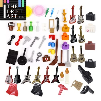 Guitar Plate Backpack Basket Barrel City Accessory For LEGO Building Block Brick