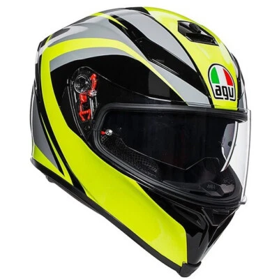Casque Moto Intégral AGV K-5 S Multi TYPHHON Noir Jaune Fluo Fibres de Verre - Photo 1/4