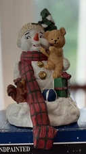 Pal International Snowman Stocking Hanger Hand painted Ceramic 5.5” Tall