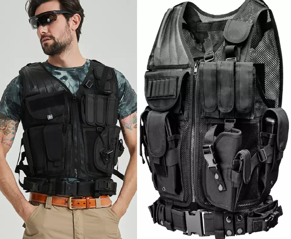 Tactical Vest Airsoft Hunting Combat Shooting Training Gear Protection  Black