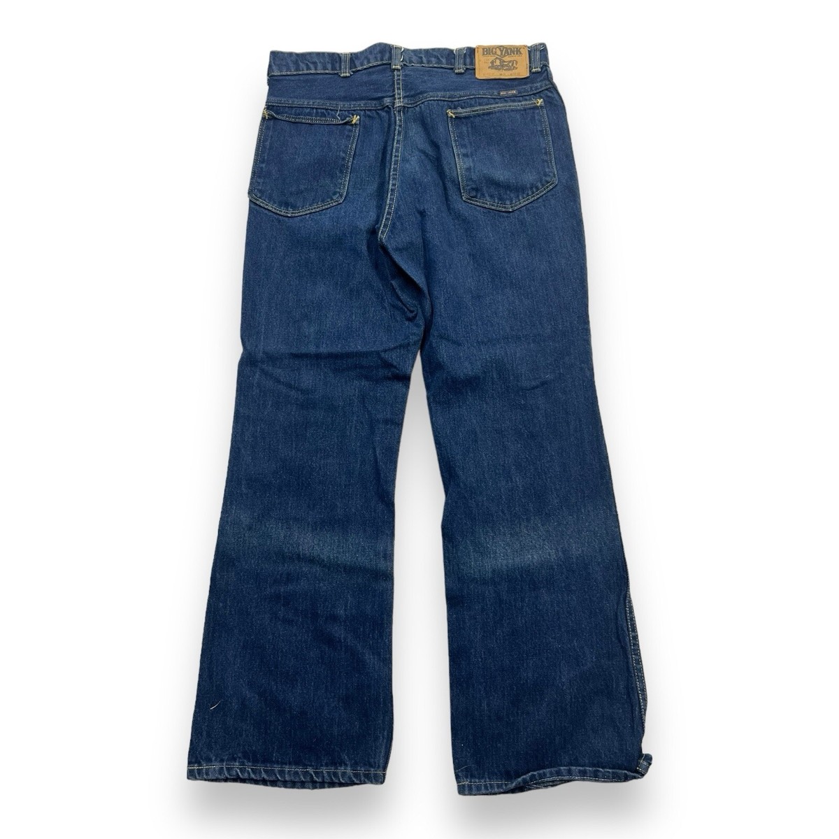 Vintage 70s 80s Big Yank Dark Wash Flare Boot Cut Jeans 32 28 USA