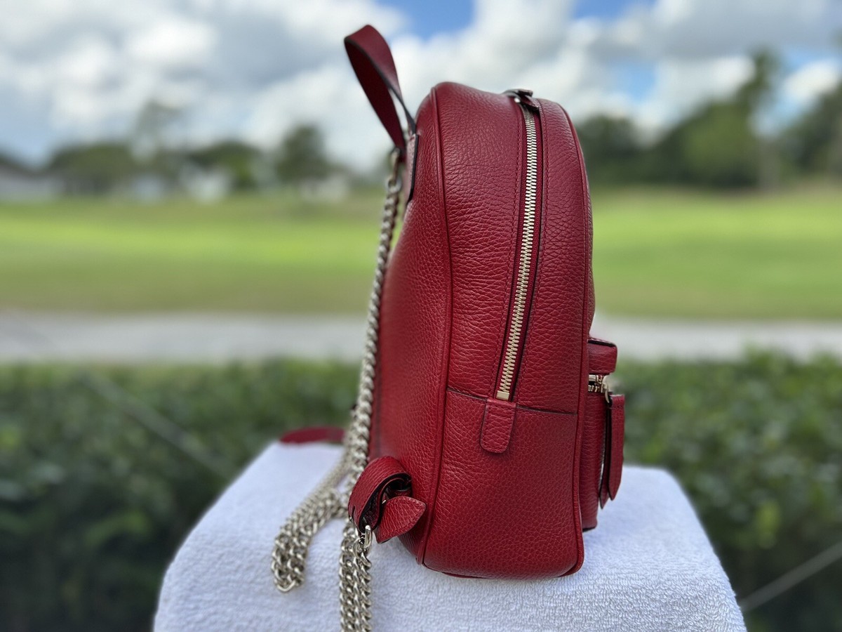 Gucci GG Logo Red Leather Soho Backpack Soho leather backpack Gucci Red in Leather - 42084055 main image 4