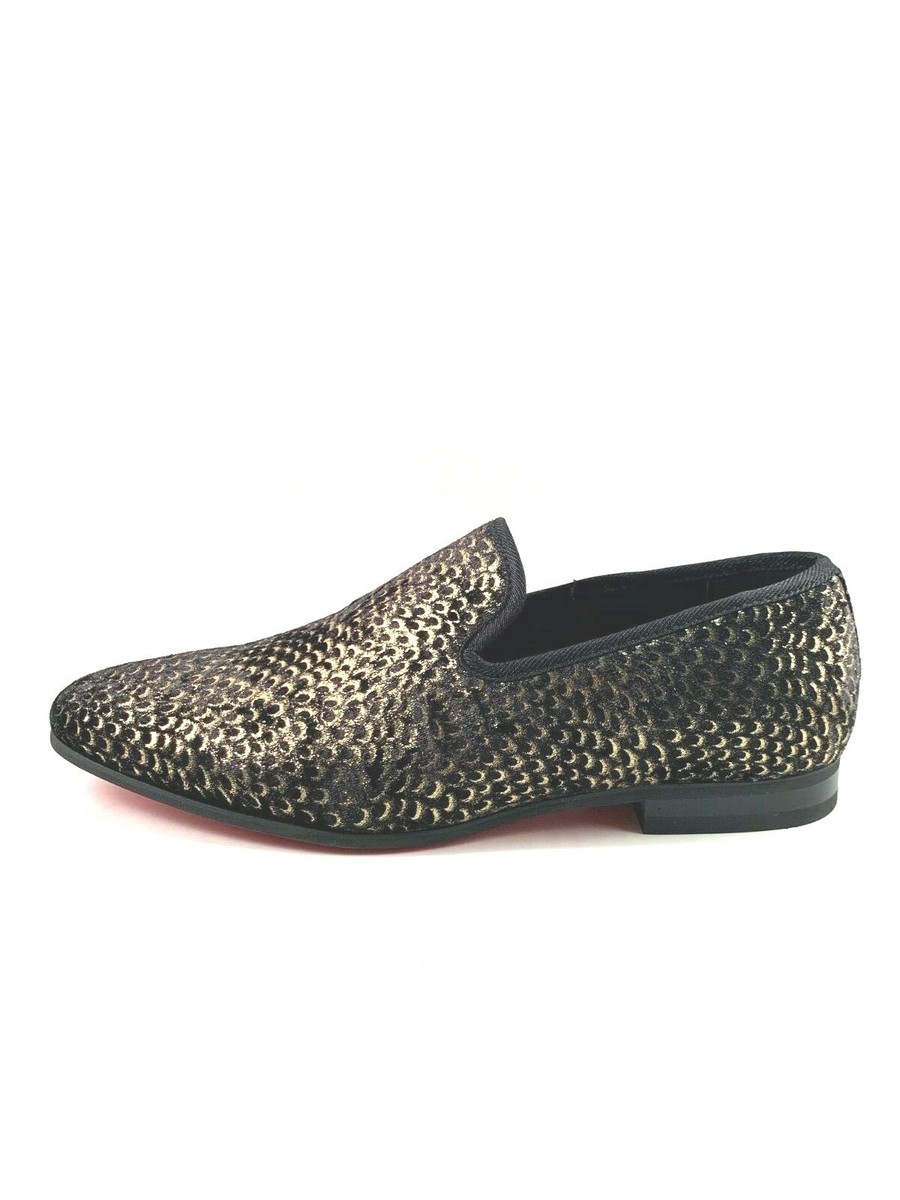 La Milano Pierre A11889 Black/ Gold Velvet Slip On Men display picture 2
