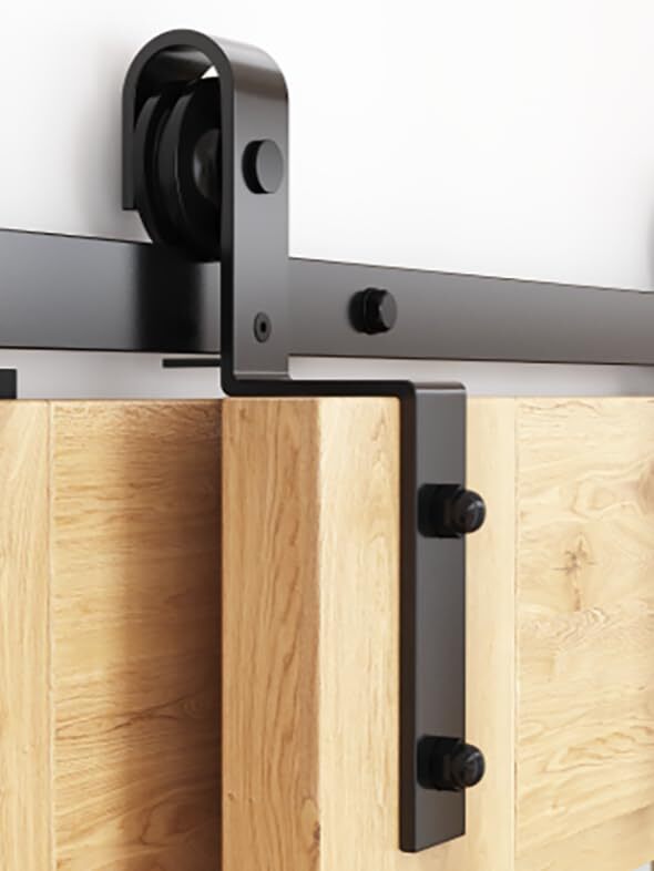 ZEKOO Sliding Barn Door Single Track Bypass Hardware Black Steel Barn