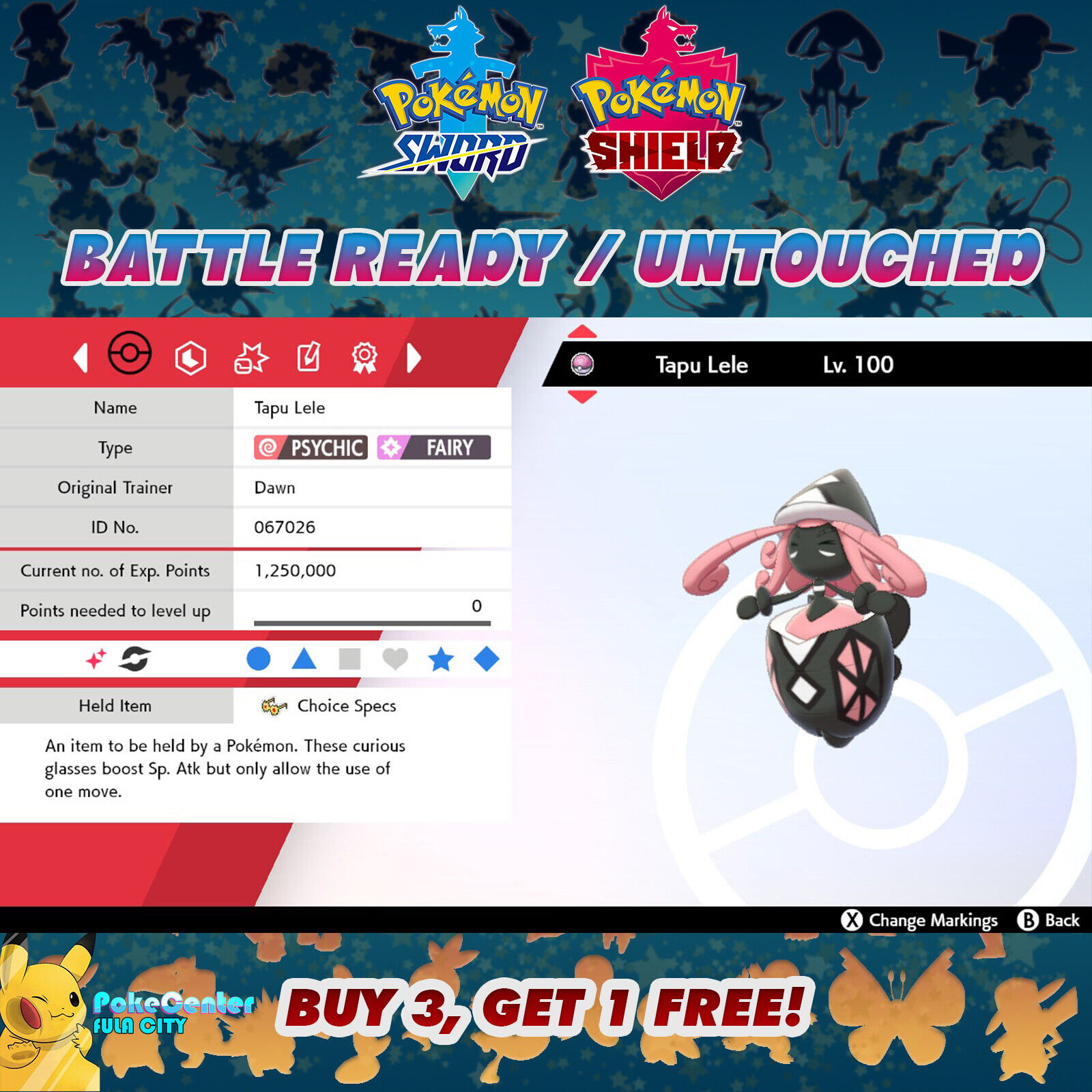 Tapu Lele • Competitive • 6IVs • Level 100 • Online Battle-Ready