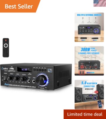 High-Fidelity 300W Home Audio Amplifier with USB/SD Playback & Bass Control