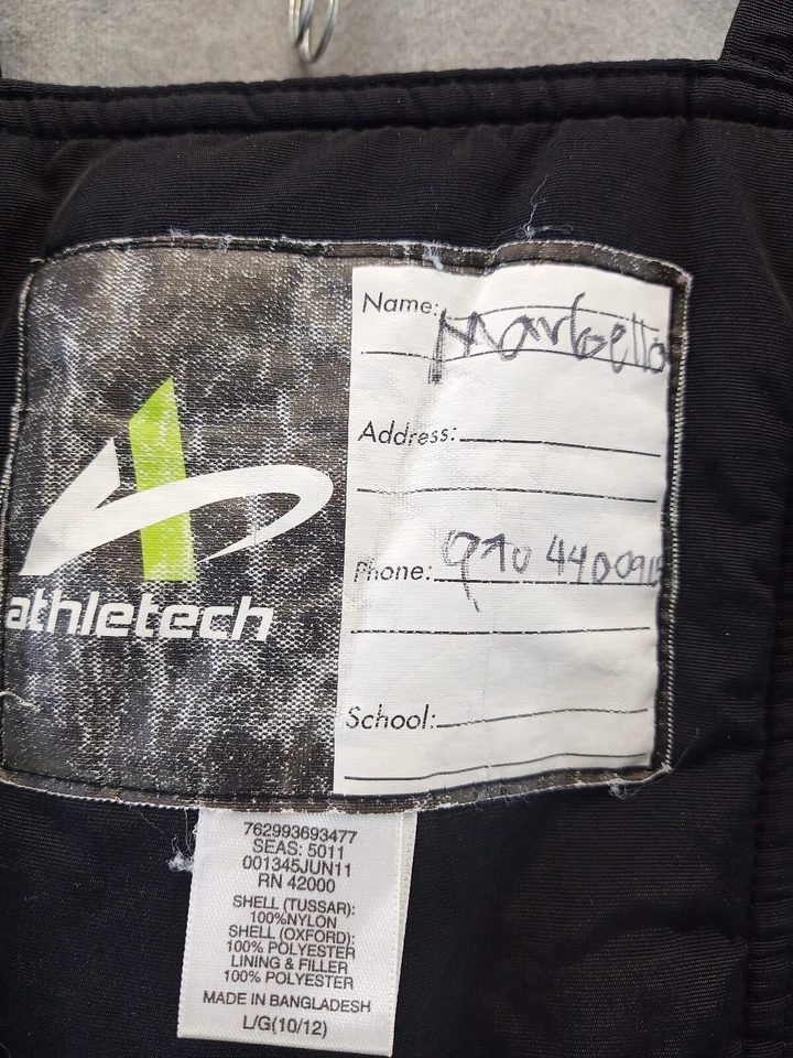 Athletech snow pants L black Removable Straps lined snowmobile Ski kids - Image 3 of 4