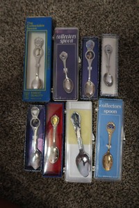 Lot Set 8 Collectable Souvenir Spoons states Vintage