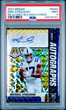 2021 Mosaic Rookie Autographs MICHAEL STRACHAN Black Gold Choice /8 PSA 9 Colts