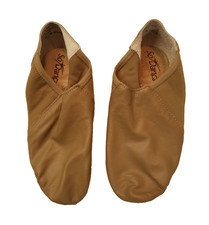 So Danca Jazz Boot Dance Shoes Sz 4L JZ-45 Tan Leather Split Sole Slip On 3978