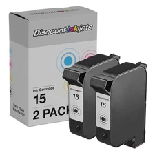 2PK BLACK Inkjet Cartridge for HP 15 C6615DN OfficeJet 5110 5110A2l 5110v 5110xi