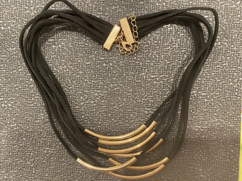 *RARE* VINTAGE GORGEOUS BLACK GOLD METAL MULTI-STRAND CHOKER NECKLACE!!