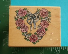 Rubber Stampede ROMANTIC WREATH HEART Rubber Stamp 3 A809E