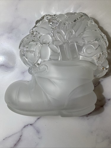 Santa’s Boot Glass Serving Bowl Frosted - Picture 5 of 5