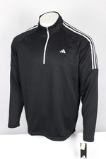 Adidas Men's 1/4 Zip Pullover French Terry 3 Stripe Black ADVS20R736