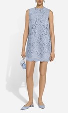 Dolce & Gabbana Sleeveless floral lace A-line dress with DG logo Italian 40