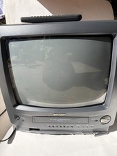 Sharp 13VT-H60 13 TV VCR Combo CRT VHS HQ Retro Gaming-tested Works