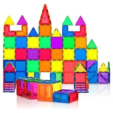 Playvibe Magnetic Tiles 60 Pcs - 3D Magnet Toys For Kids 3+, Building 