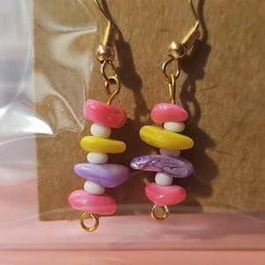 Handcrafted Beaded Dangle Earrings Pink Yellow Purple White Multicolor Fashion