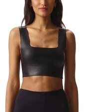 Commando Faux Leather Crop Top Black