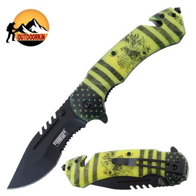 8.5'' Liner lock Open Folding POCKET KNIFE Fantasy Wolf Graphics Multitool