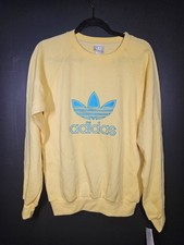 Bintage 80s adidas sweatshirt Embroidered Yellow Streetwear Crewneck Rare Size M