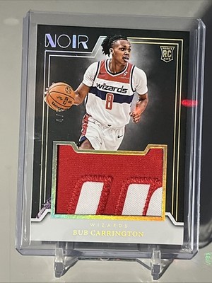 Bub Carrington 2024-25 Panini Noir Rookie Jumbo Patch Holo Gold /5 RC #RJM-BUB