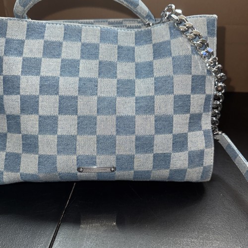 Borsa donna Rebecca Minkoff Lou in denim a scacchi con cinturino staccabile - Foto 7 di 12