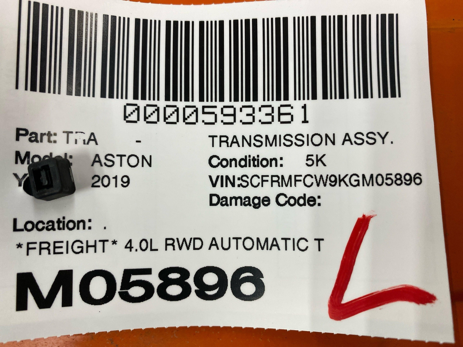 Aston Martin DB11 2017-2023 Transmission P/N JY5370041AB