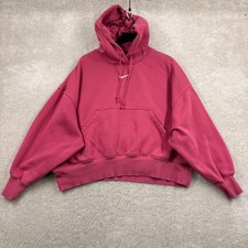 Nike Hoodie Womens Medium Pink Pullover Cropped Oversized Cotton Poly Fleece