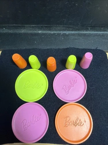 Vtg Barbie Go Together Furniture Set PINK ORANGE NEON Tray Tumbler Cup 60s Japan
