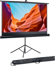 60 Inch Portable Projector Screen with Tripod Stand � Fold Out Roll Up, HD Premi