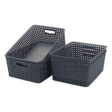 4-Pack Plastic Storage Baskets, Woven Storage Basket Bins
