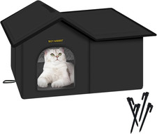 Cat House for Outdoor Cats, Weatherproof and Insulated Feral Cat House with Mat