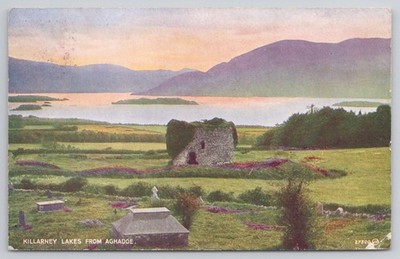 Vintage Killarney Lakes from Aghadoe Ireland Postcard 1938 Posted