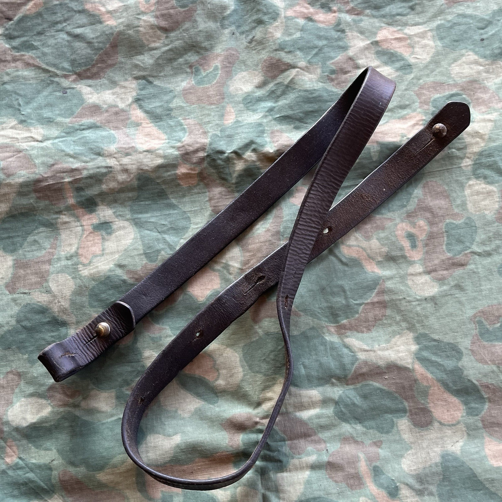 Original Yugo Yugoslavian Mauser M24/47 Leather Sling W/ Buttons Used #9