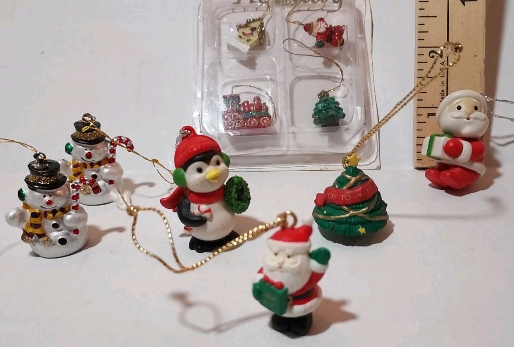 Vintage Minature Mini Christmas Ornaments Lot Of 10 