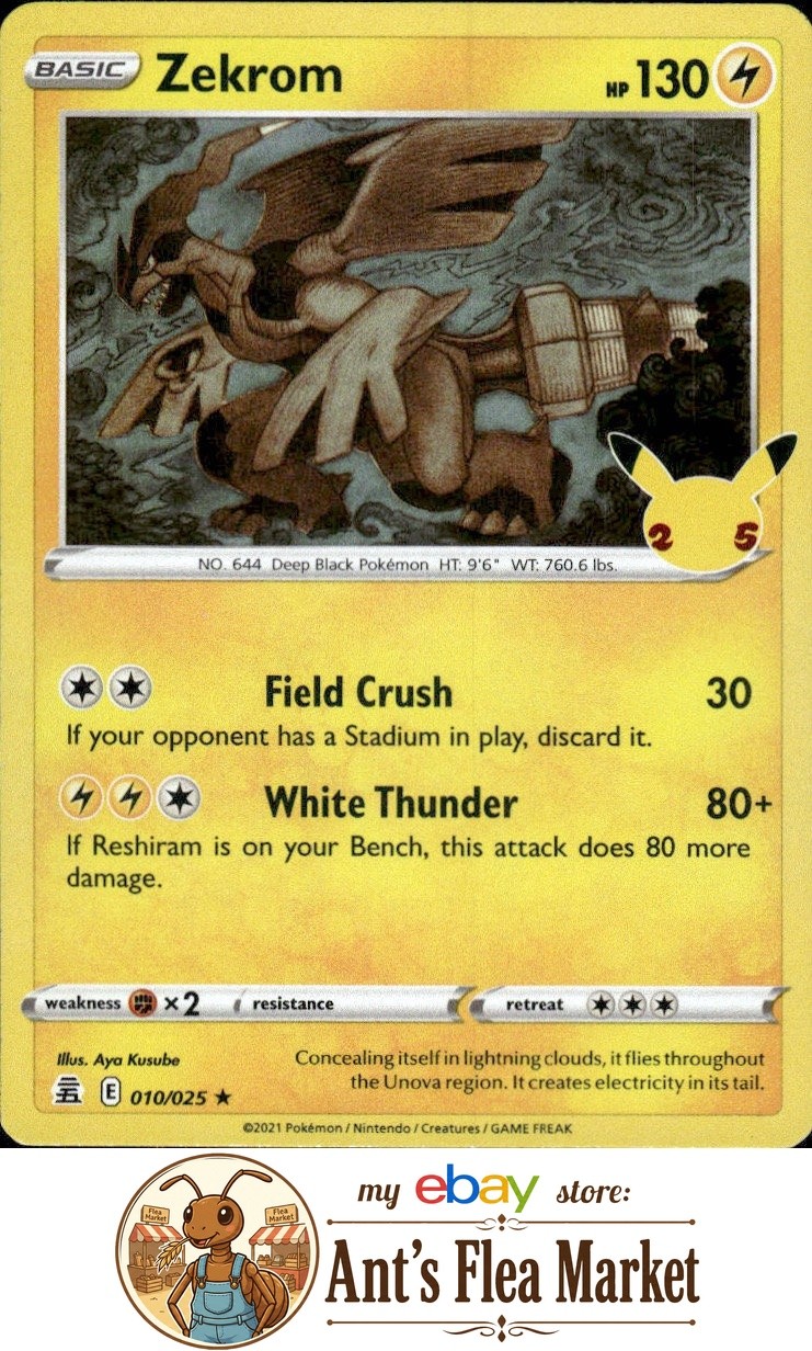 Zekrom #010/025 Near Mint or Better Celebrations Holo Rare, Holo