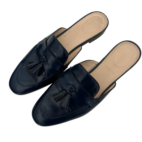 J crew Italian Leather Mules loafers slip on shoes Blue Size 9 preppy Academia - Picture 5 of 9