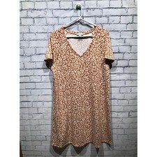 Nine West, Womens XL, Tan Leopard Print Stretch T-Shirt Dress, Casual Y2K ✨