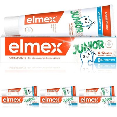 elmex Zahnpasta Junior 6-12 Jahre 75ml   medizinische 75 ml (4er Pack) 