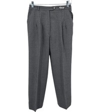 Harve Benard 10 Vintage 100 Wool Pleated Trousers Gray High Waist Straight Leg