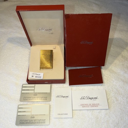 Authentic Vintage S.T.  Dupont Paris Made in France Gold-Tone Lighter Box&Paper