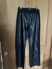 Vintage 90s Y2K Black Faux Leather Pants Stretch - Morgan De Toi Fits Medium