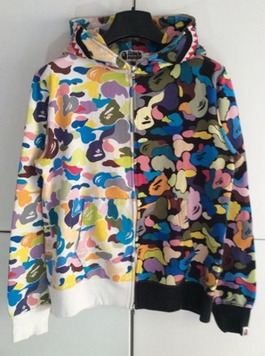 Tiger Shark Herren Sweatshirt Half Zip A Bathing Bape Multi Camouflage Size L gebraucht