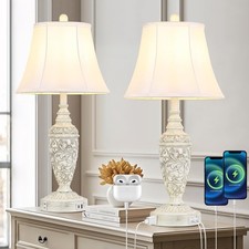 2-Pack 26.8    Vintage Table Lamps with Dual USB Charging Ports  AC
