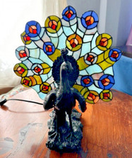 Stained Glass Lamp Peacock Stained Glass Lamp Decorative Lamp Unique Light VTG